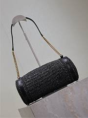 YSL Small Sade Raffia Shoulder Bag Black - 30x12x10cm - 3