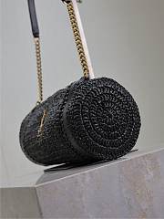 YSL Small Sade Raffia Shoulder Bag Black - 30x12x10cm - 4