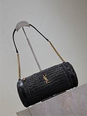 YSL Small Sade Raffia Shoulder Bag Black - 30x12x10cm - 6