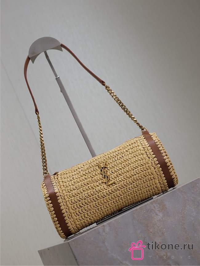 YSL Small Sade Raffia Shoulder Bag Natural - 30x12x10cm - 1