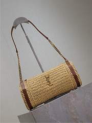 YSL Small Sade Raffia Shoulder Bag Natural - 30x12x10cm - 1