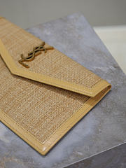 YSL Uptown Pouch In Micro Raffia Natural Hay & Blush - 27x16x2cm - 5