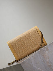 YSL Uptown Chain Wallet In Micro Raffia Natural Hay & Blush - 19x12x3cm - 5