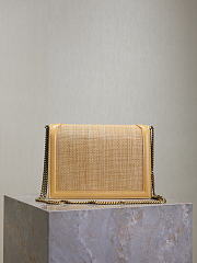 YSL Cassandra Chain Crossbody Bag In Raffia Natural Hay & Blush - 22x16.5x5.5cm - 6