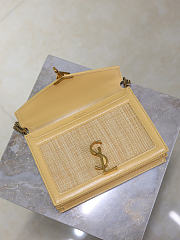 YSL Cassandra Chain Crossbody Bag In Raffia Natural Hay & Blush - 22x16.5x5.5cm - 3