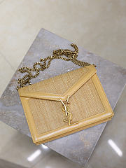 YSL Cassandra Chain Crossbody Bag In Raffia Natural Hay & Blush - 22x16.5x5.5cm - 2