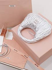 Miumiu Small Wander Matelasse Nappa Leather Hobo Bag Silver 5BC125 - 20x17x6cm - 5