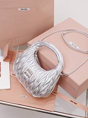 Miumiu Small Wander Matelasse Nappa Leather Hobo Bag Silver 5BC125 - 20x17x6cm - 4