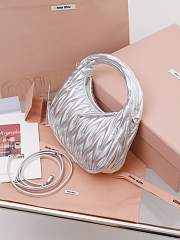 Miumiu Small Wander Matelasse Nappa Leather Hobo Bag Silver 5BC125 - 20x17x6cm - 3