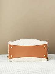 Chanel 25 Small Handbag Canvas Calfskin & Gold-Tone Metal Ecru & Camel - 30x26x14cm - 5