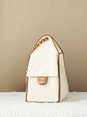 Chanel 25 Small Handbag Canvas Calfskin & Gold-Tone Metal Ecru & Camel - 30x26x14cm - 4