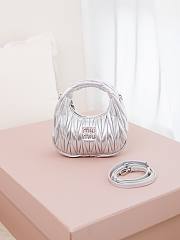 Miumiu Mini Wander Matelasse Nappa Leather Hobo Bag Silver 5BP078 - 17.5x14x5.5cm - 6