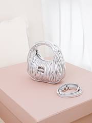 Miumiu Mini Wander Matelasse Nappa Leather Hobo Bag Silver 5BP078 - 17.5x14x5.5cm - 3