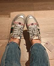 Gucci Women's Worn-Out Effect Screener Sneaker Silver Metallic Leather - 1