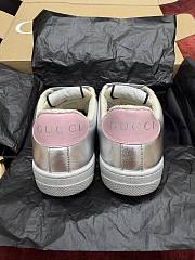 Gucci Women's Worn-Out Effect Screener Sneaker Silver Metallic Leather - 4