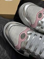 Gucci Women's Worn-Out Effect Screener Sneaker Silver Metallic Leather - 2
