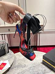 Christian Louboutin Crepe Satin Roses Cassia Lace Up 100 Pumps Multicolor - 6