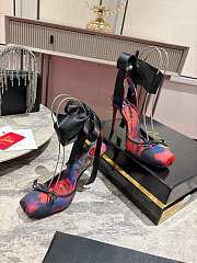 Christian Louboutin Crepe Satin Roses Cassia Lace Up 100 Pumps Multicolor - 5