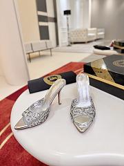 Christian Louboutin Lasera Strass Mule 100mm Sandals Metallic Silver - 3