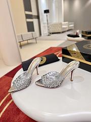 Christian Louboutin Lasera Strass Mule 100mm Sandals Metallic Silver - 4