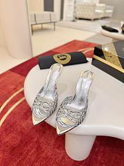 Christian Louboutin Lasera Strass Mule 100mm Sandals Metallic Silver - 5