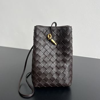 Bottega Veneta Andiamo Phone Pouch Chocolate - 21.5x14x7cm