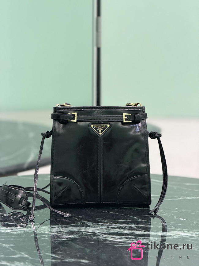 Prada Bonnie Leather Mini Shoulder Bag Black 1BH229 - 20x19.5x7cm - 1