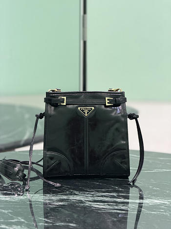 Prada Bonnie Leather Mini Shoulder Bag Black 1BH229 - 20x19.5x7cm