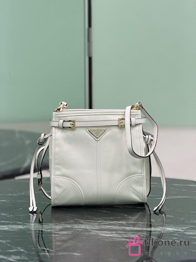 Prada Bonnie Leather Mini Shoulder Bag White 1BH229 - 20x19.5x7cm - 1
