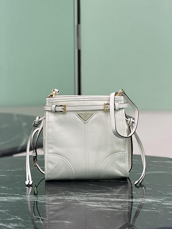 Prada Bonnie Leather Mini Shoulder Bag White 1BH229 - 20x19.5x7cm