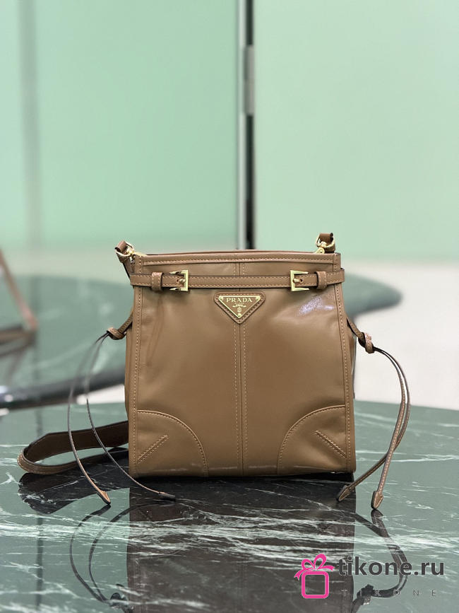 Prada Bonnie Leather Mini Shoulder Bag Brown 1BH229 - 20x19.5x7cm - 1