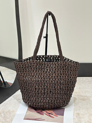 The Row Estelle Tote Raffia Dark Brown - 27.5x17x14cm