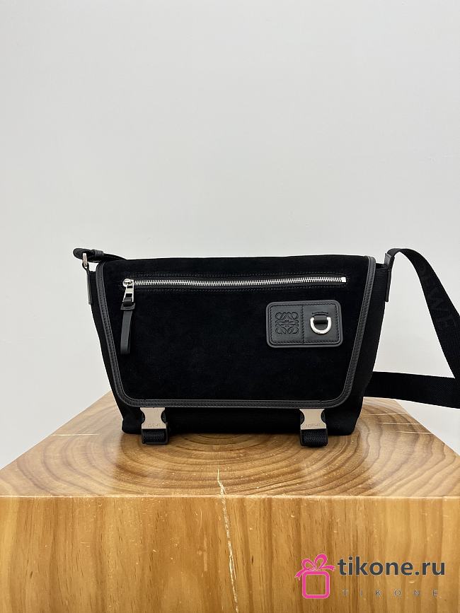 Loewe Medium Flex Messenger In Canvas And Suede Black - 38x27x9.5 cm - 1