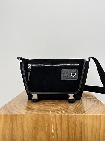 Loewe Medium Flex Messenger In Canvas And Suede Black - 38x27x9.5 cm