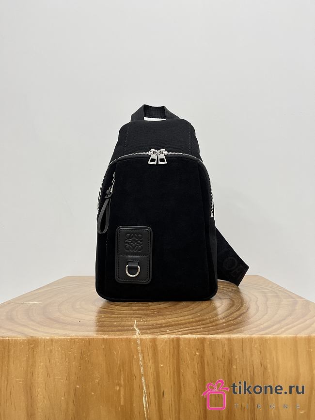 Loewe Flex Sling In Canvas And Suede Black - 31x18x10cm - 1