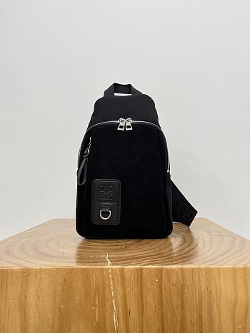 Loewe Flex Sling In Canvas And Suede Black - 31x18x10cm