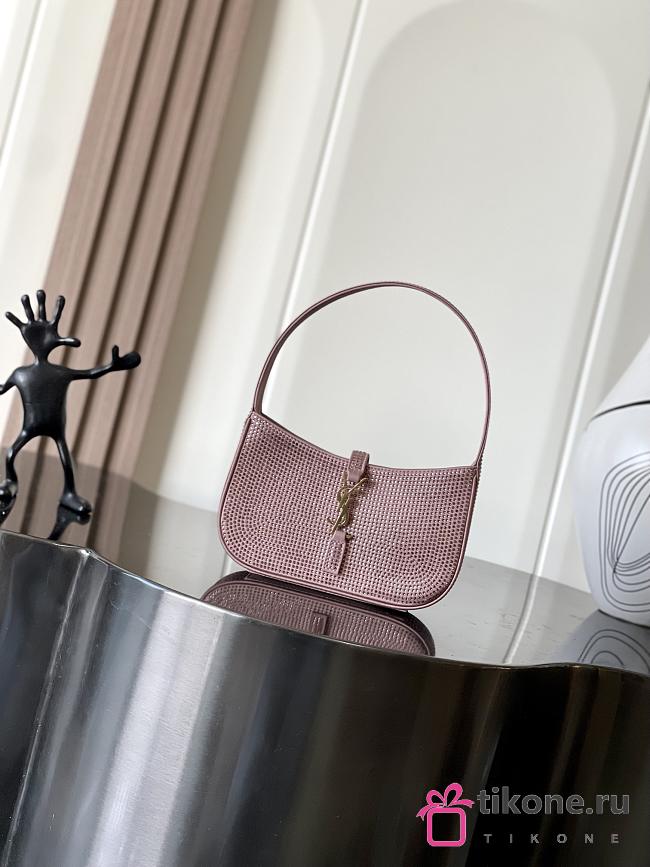YSL Mini Le 5 A 7 In Satin And Crystals Pink - 19x11.5x4.5cm - 1
