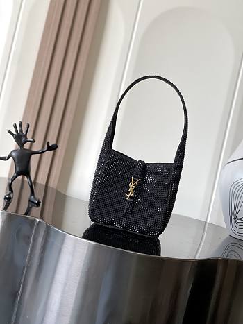 YSL Le 5 À 7 Supple Baby In Satin And Crystals Black - 16×15×7cm
