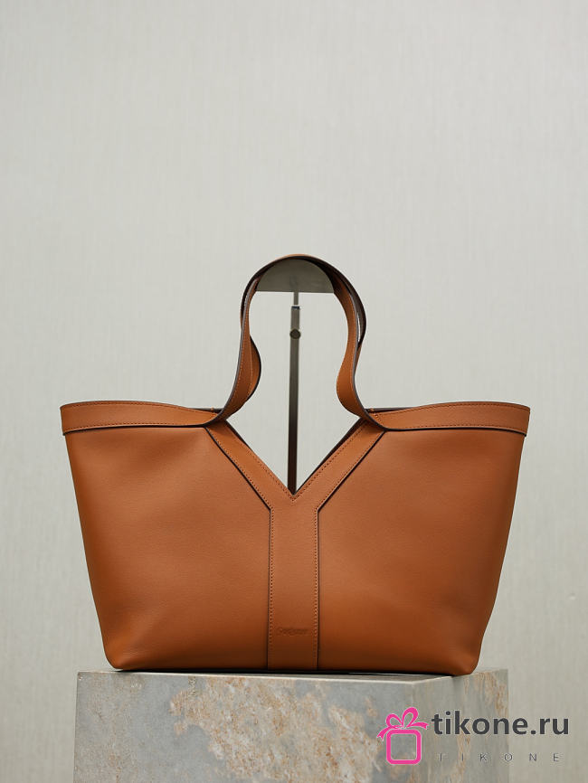 YSL Y Small Tote In Leather Brown - 29x24x16.5cm - 1