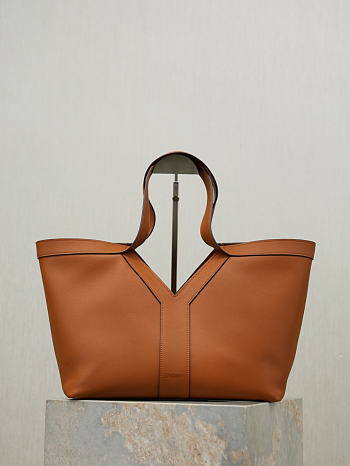 YSL Y Small Tote In Leather Brown - 29x24x16.5cm