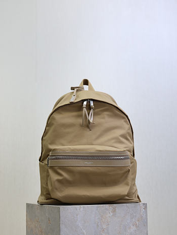 YSL City Backpack In Nylon In Beige - 42x32x14cm