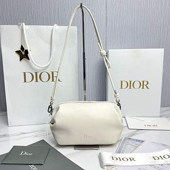 Dior Bow Pouch White Supple Lambskin - 20x11x8cm