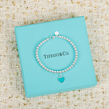 Return to Tiffany Blue Heart Tag Bead Bracelet in Silver