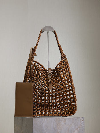 YSL Le 5 A 7 Large In Wood Beads Light Wood - 35x30x10cm