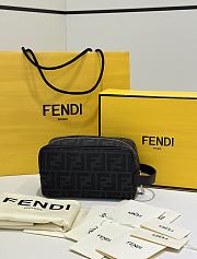 Fendi Small FF Jacquard Toiletry Case Fabric Black - 19x10x8cm - 3