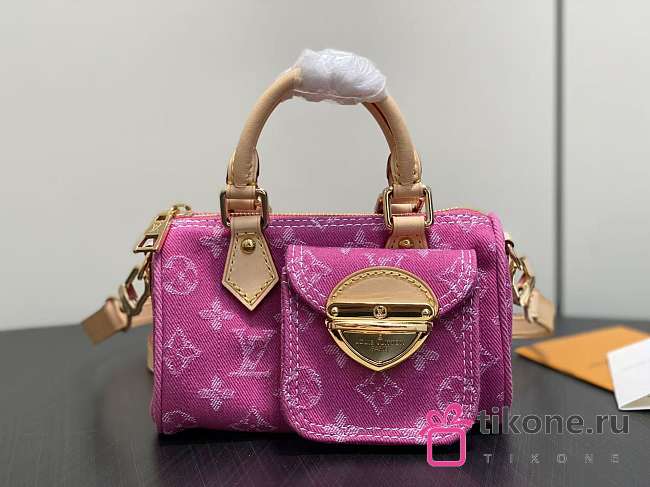 LV Nano Speedy Monogram Denim Fuchsia M27603 - 16x10x7.5cm - 1