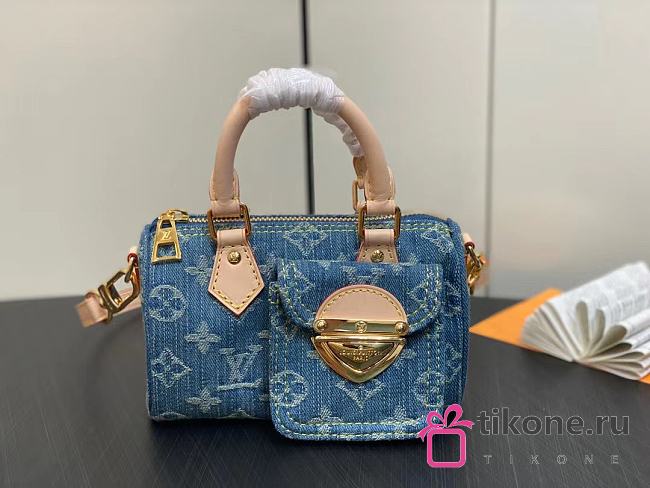 LV Nano Speedy Monogram Denim Blue M82950 - 16x10x7.5cm - 1