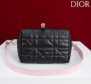 Small Dior Toujours Vertical Tote Bag Rose Soupir and Black Macrocannage Calfskin - 18x16x12cm - 5