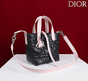 Small Dior Toujours Vertical Tote Bag Rose Soupir and Black Macrocannage Calfskin - 18x16x12cm - 4