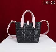 Small Dior Toujours Vertical Tote Bag Rose Soupir and Black Macrocannage Calfskin - 18x16x12cm - 3